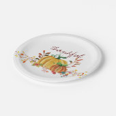 Assiettes En Carton Design Citrouille d'aquarelle de Thanksgiving (Angle)