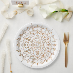 Assiettes En Carton Design coloré de fleur de mandala