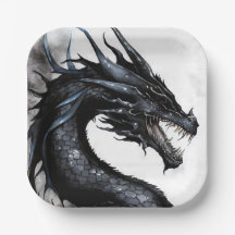 Design d'aquarelle de dragon noir