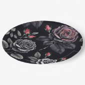 Assiettes En Carton Design d'art floral Rose sombre (Angle)