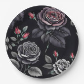 Assiettes En Carton Design d'art floral Rose sombre (Devant)