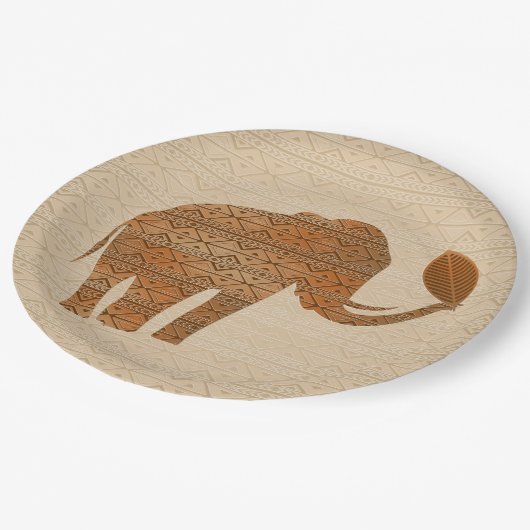 Assiettes En Carton Design d'art tribal des éléphants (Angle)