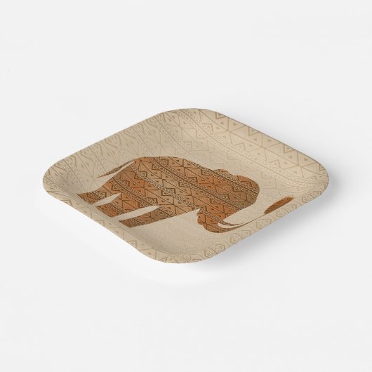 Assiettes En Carton Design d'art tribal des éléphants (Angulaire)