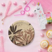 Assiettes En Carton Design de crayon floral avec Feuilles tawny (Fête)