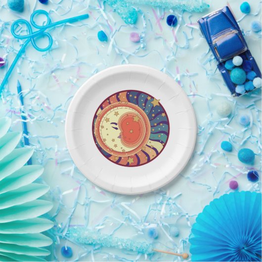 Assiettes En Carton Design de la fête spatiale céleste Moon and Stars (Fête)