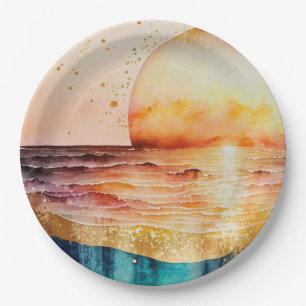 Assiettes En Carton Design de la gamme Watercolor Beach 3