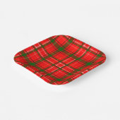 Assiettes En Carton Design de Motif de Noël Tartan rouge (Angulaire)