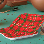 Assiettes En Carton Design de Motif de Noël Tartan rouge