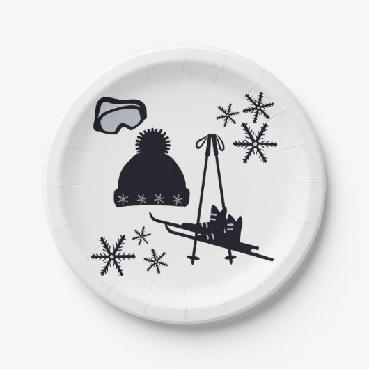Assiettes En Carton Design de neige de différents objets (Devant)