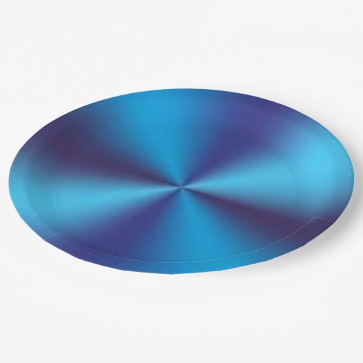 Assiettes En Carton Design de texture métallique bleu (Angle)