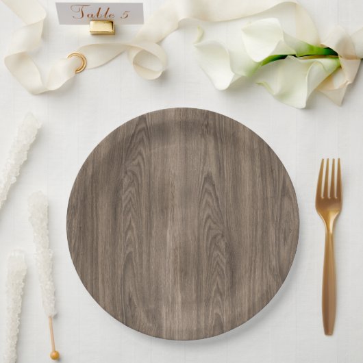 Assiettes En Carton Design esthétique chic bois brun foncé (Mariage)
