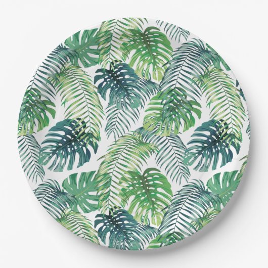 Assiettes En Carton Design Feuille de la jungle tropicale (Devant)