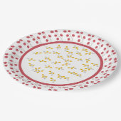 Assiettes En Carton Design floral cerise et jaune (Angle)