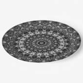 Assiettes En Carton Design géométrique Mandala noir et blanc (Angle)