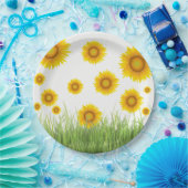 Assiettes En Carton Design graphique de tournesol brillant et élégant (Fête)