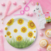 Assiettes En Carton Design graphique de tournesol brillant et élégant (Fête)