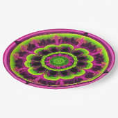 Assiettes En Carton Design Kaleidoscope Rose Neon Et Vert (Angle)