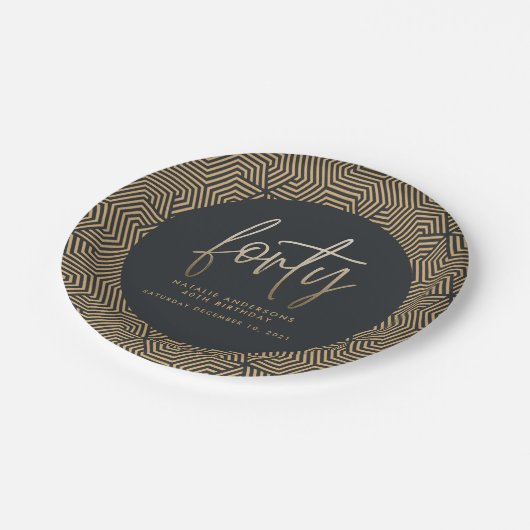Assiettes En Carton Design moderne 40e anniversaire simple élégant scr (Angle)