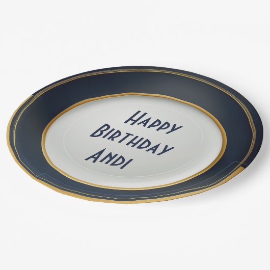 Assiettes En Carton Design moderne en céramique bleu et or japonais (Angle)