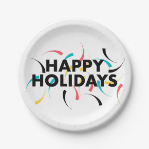 Assiettes En Carton Design moderne et ludique de "Joyeux Vacances"