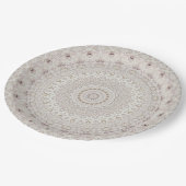 Assiettes En Carton Design Motif en mandala beige et taupe (Angle)