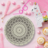 Assiettes En Carton Design Motif en mandala beige et taupe (Fête)