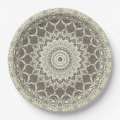 Assiettes En Carton Design Motif en mandala beige et taupe (Devant)