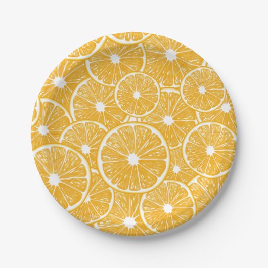Assiettes En Carton Design motif en tranches orange (Devant)