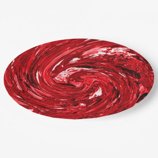 Assiettes En Carton Design noir blanc rouge (Angle)