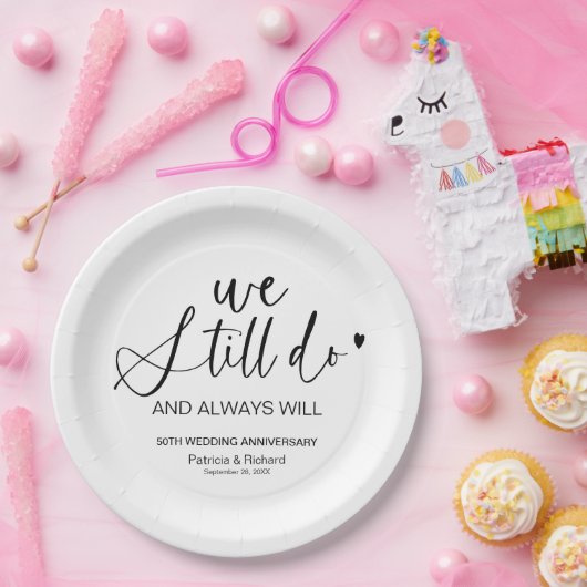Assiettes En Carton Design Nous Faisons Toujours Mariage Vow Renouvell (Fête)
