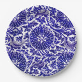 Assiettes En Carton Design ornemental bleu vif (Devant)