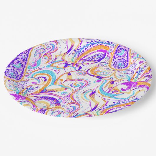 Assiettes En Carton Design paisible blanc coloré (Angle)