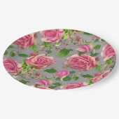 Assiettes En Carton Design Rose de jardin de campagne français élégant (Angle)