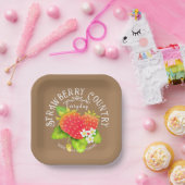 Assiettes En Carton Design rose fraise. (Fête)