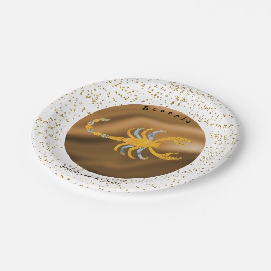 Assiettes En Carton Design Scorpio 1er Anniversaire & Gold Confetti (Angle)