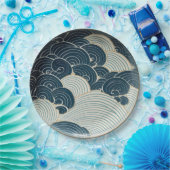 Assiettes En Carton Design traditionnel japonais Blue Wave en céramiqu (Fête)