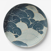 Assiettes En Carton Design traditionnel japonais Blue Wave en céramiqu (Devant)