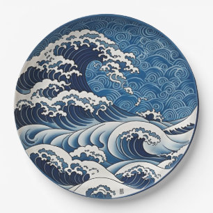 Assiettes En Carton Design traditionnel japonais Great Wave Ceramic
