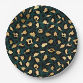 Assiettes En Carton Design turquoise et Gold Leopard Series 1 (Devant)