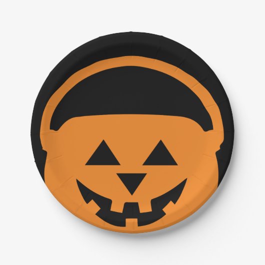 Assiettes En Carton Designer Halloween, Jackolantern sur Black (Devant)