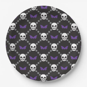 Assiettes En Carton Designer Halloween, motif crâne OG de mode
