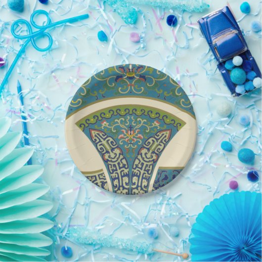 Assiettes En Carton Designs orientaux bleus avec facettes souriantes (Fête)