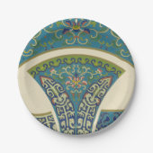 Assiettes En Carton Designs orientaux bleus avec facettes souriantes (Devant)