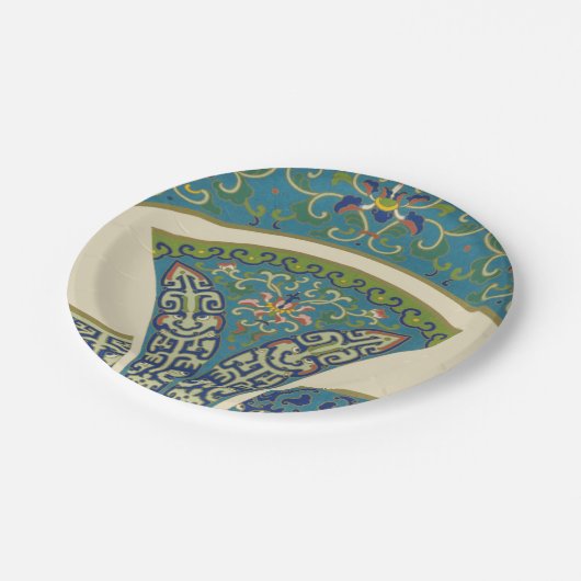 Assiettes En Carton Designs orientaux bleus avec facettes souriantes (Angle)