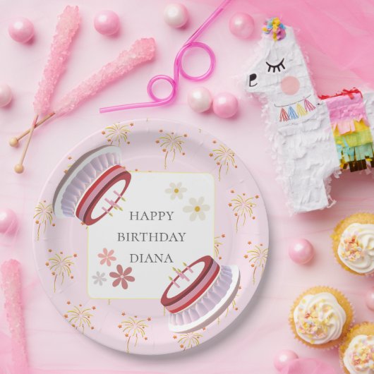 Assiettes En Carton Dessert 3D Couché Cute Fille d'artisanat Anniversa (Fête)