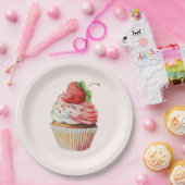 Assiettes En Carton Dessert sucré à la fraise Cupcake (Fête)