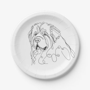 Assiettes En Carton Dessin à main levée de Terre-Neuve minimaliste en