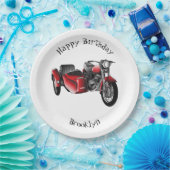 Assiettes En Carton dessin animé de la moto Sidecar (Fête)