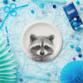 Assiettes En Carton Dessin au crayon de Raccoon (Fête)