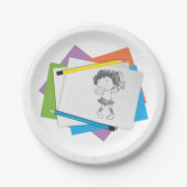 Assiettes En Carton Dessin avec crayons colorés (Devant)